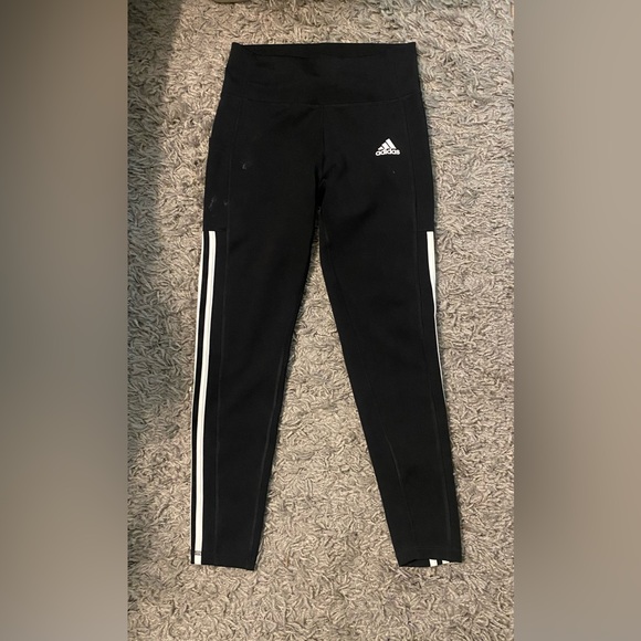 Adidas Women’s Black and White Stripe Leggings - Picture 1 of 3